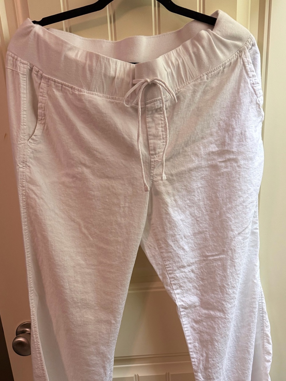 New York & Company Soho Street White Linen-Blend Pants
